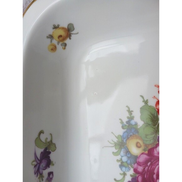 Antique Epiag Czech Serving Dish Gold Gilt Floral Flowers Square 8.5 inch - Picture 7 of 16